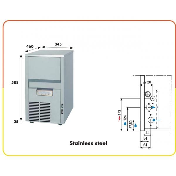 Machine à glaçons inox 24kg - Refroidissement air ou eau - Synergies_0