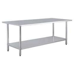 METRO Professional Table de travail GWT4167, acier inoxydable, 160 x 70 x 88 cm, avec fond, pieds réglables anti-corrosion, argent - Acier inoxydable_0