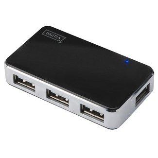 MINI HUB USB 2.0, 4 PORTS, ARGENTÉ, AVEC BLOC D'ALI.