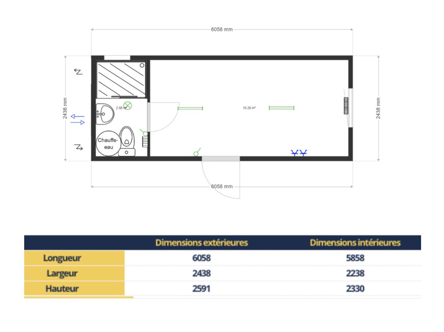 Module bureau 20 pieds   WC/Douche_0