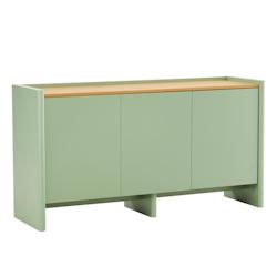 Oviala Business Buffet 3 portes moderne rectangulaire L140 cm brique - orange Bois massif 113821_0