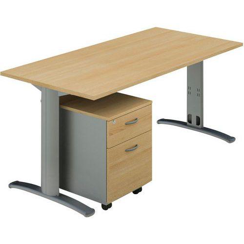 PACK BUREAU DROIT + CAISSON MOBILE 2 TIROIRS DALIA