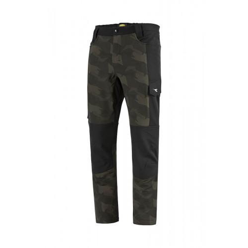 PANTALON DE TRAVAIL DÉPERLANT FREEDOM NOIR ET MOTIF CAMOUFLAGE KAKI - S DIADORA UTILITY
