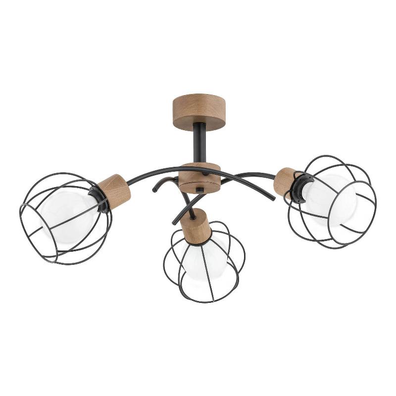 ALFA PLAFONNIER PAHLEN À 3 LAMPES, DÉTAILS EN BOIS