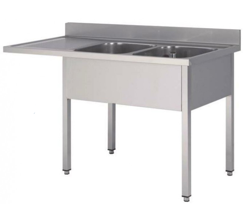 Plonge démontable inox pour lave-vaisselle - pieds carrés 40x40 mm - modèles avec 1 ou 2 bacs et égouttoir_0