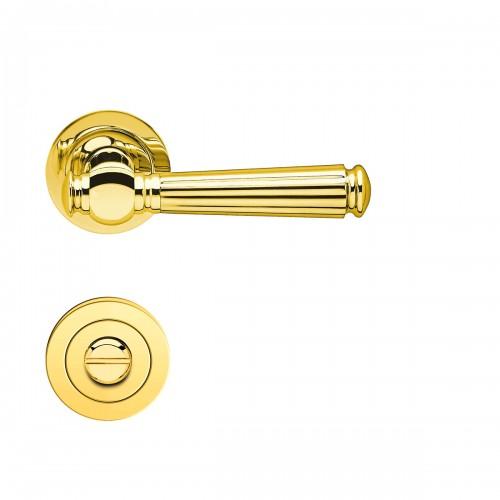POIGNÉES DE PORTE SUR ROSACES RONDES SÉRIE R 260 SCHÖNTAL - POLI - À CONDAMNATION KARCHER DESIGN