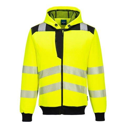 PORTWEST PW327 PW3 - SWEAT À CAPUCHE ZIPPÉ HAUTE-VISIBILITÉ JAUNE/NOIR - TAILLE 5XL