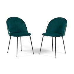 RATTATAN Lot de 2 chaises en velours décoratif d’intérieur, pieds en métal, design élégant pour cuisine, salle à manger, bar ou restaurant –_0