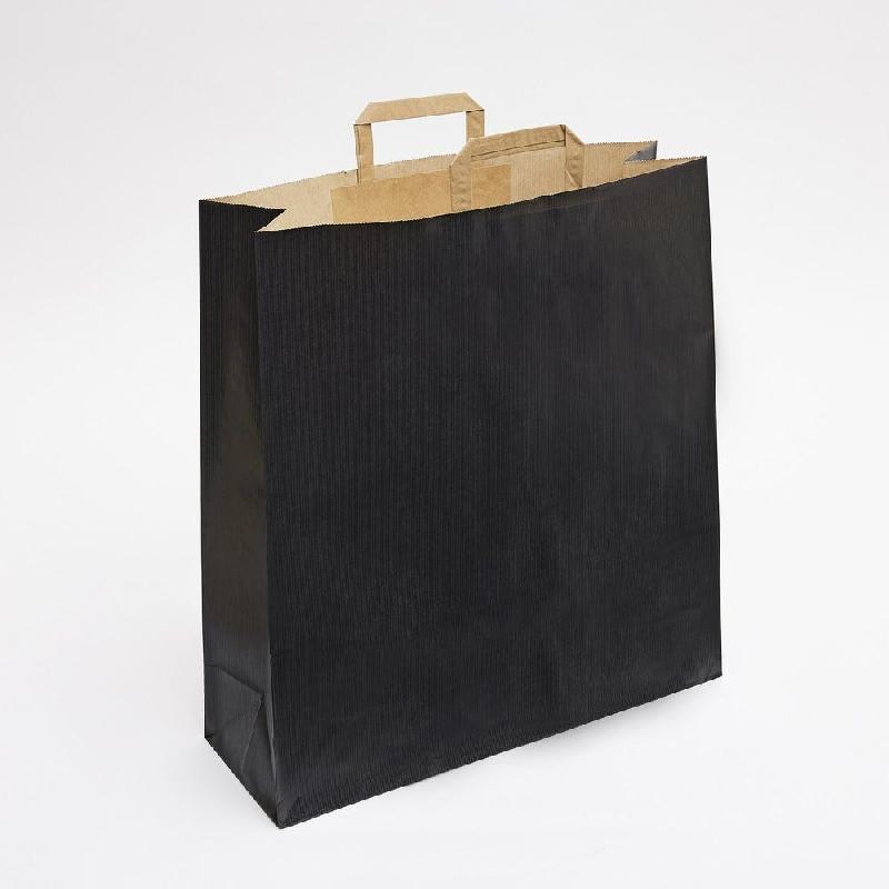 Sac kraft vergé noir poignées plates 45x15x49cm - par 50_0