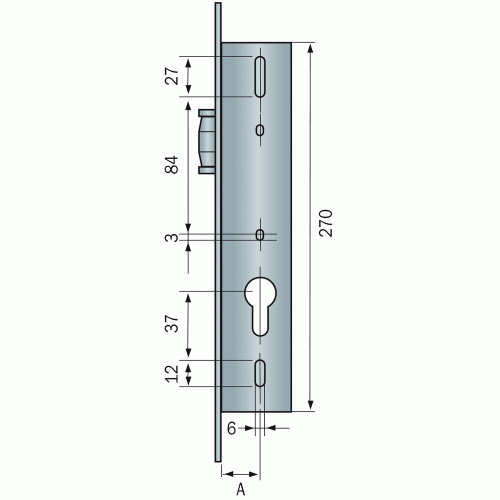 SERRURE 3 POINTS - PÊNES BASCULANTS ET PÊNE ROULEAU - AXE 21 MM - 6374 ASSA ABLOY
