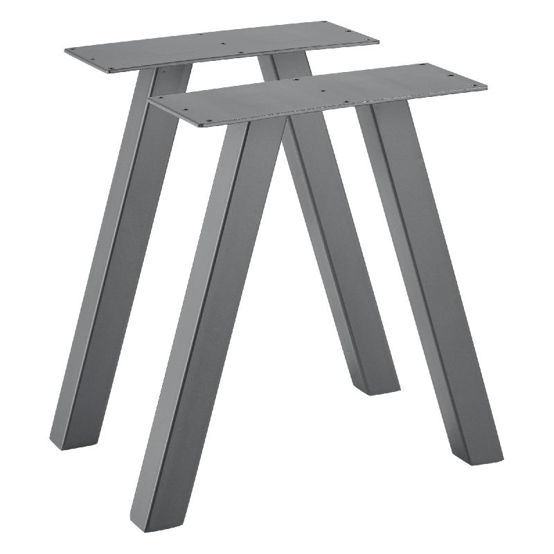 Set de 2 pieds de table armature de table métal acier 40 cm gris 03_0003640