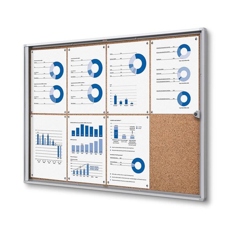SHOWDOWN Displays Exposiciónate Vitrine Intérieure Verrouillable en Liège Economy 8x A4 SCXSC8xA4 - argenté aluminium 8595578316193_0