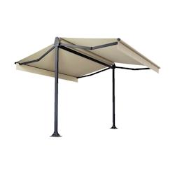 Store double pente Mabay 2,96x2x1,50 M Intersun Motorisé à télécommande (Gris anthracite structuré RAL7016ST - Ecru 300g/m²) - beige aluminium 3_0