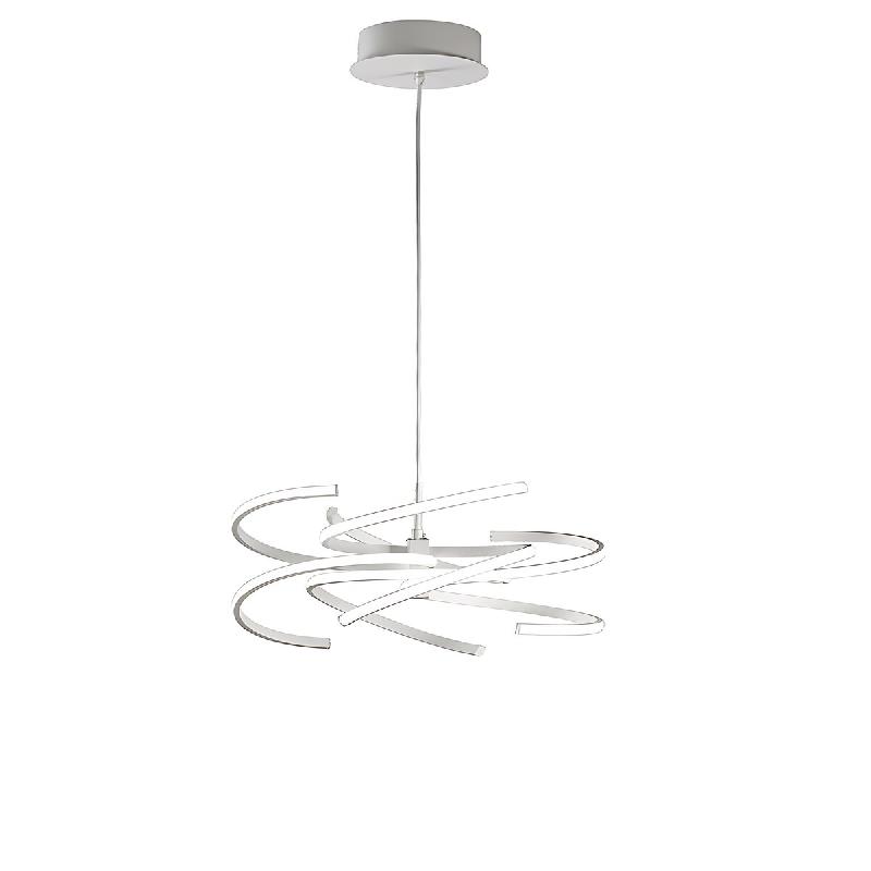 Suspension LED moderne en métal blanc mat, 60 W, intensité variable, diffuseur en silicone, design élégant, diamètre 47 cm - Perenz - blanc 6396 B CTD_0