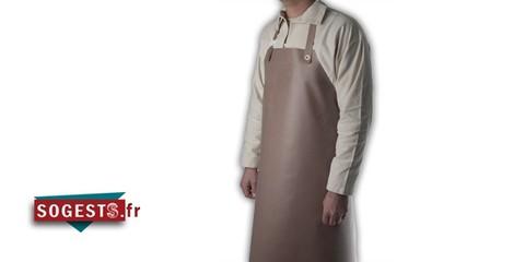 TABLIER DE PROTECTION EN NITRILE MARRON AVEC ATTACHES CROISÉES