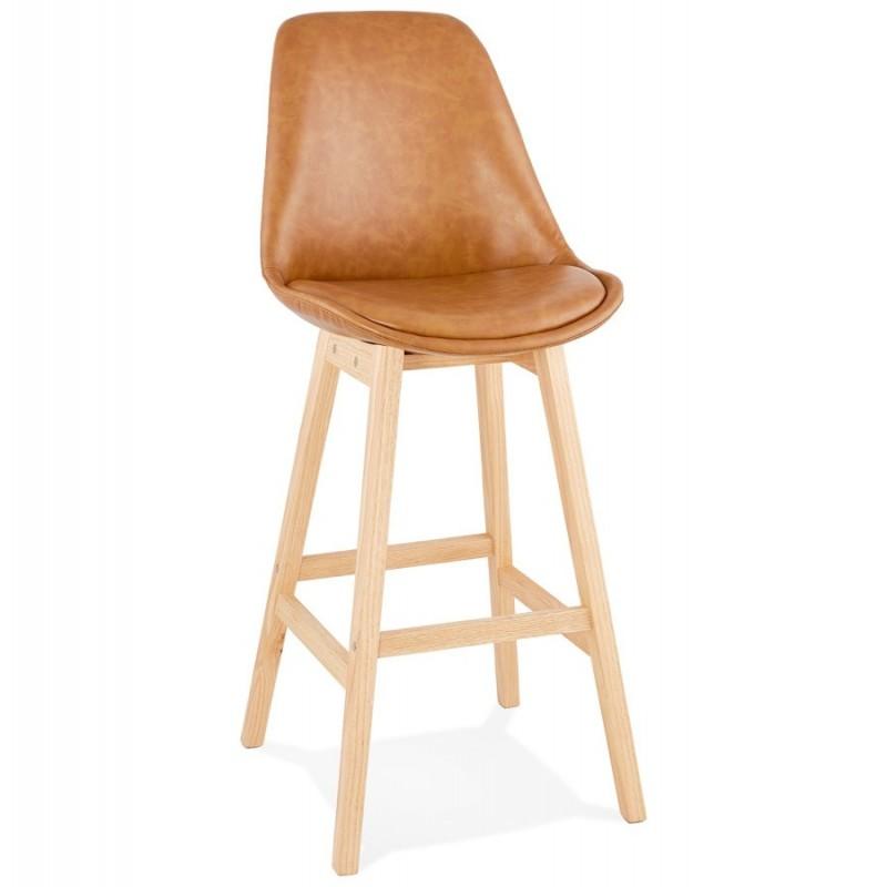 Tabouret de bar scandinave Naïs 112cm brun - Bois & Polyuréthane - Paris Prix_0