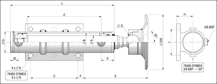 Vérin hydraulique de béquille de remorque double effet