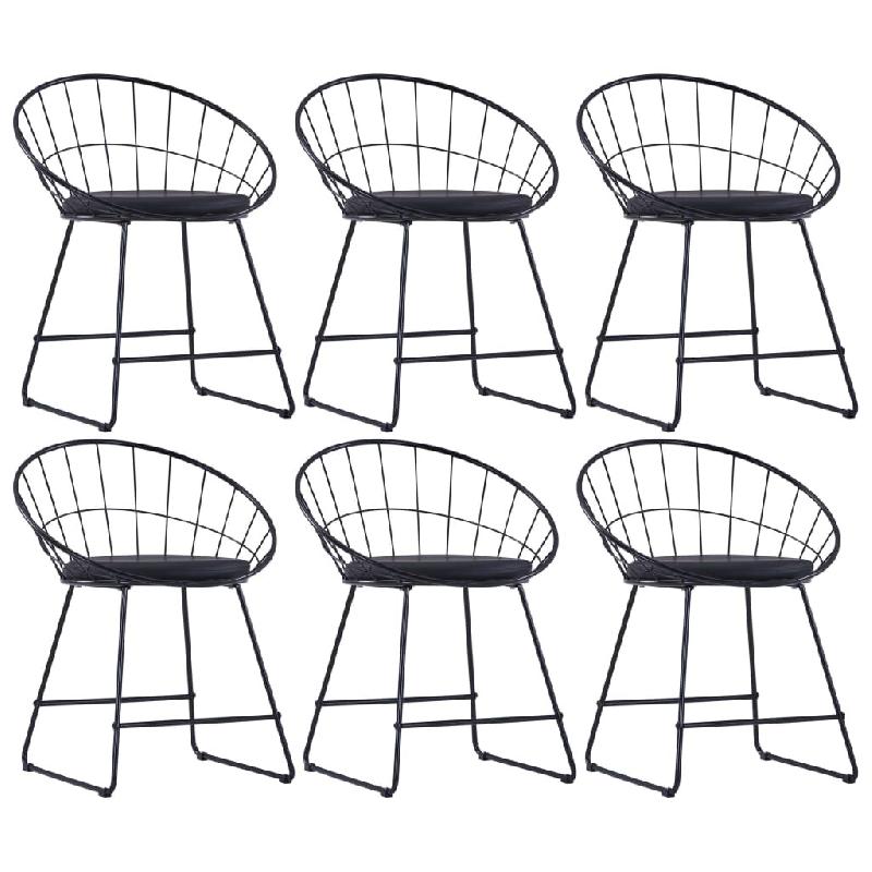 VidaXL Chaises à manger similicuir lot de 6 noir acier Modèle Galdine - 276236_0