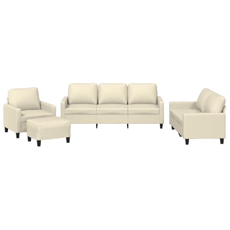VidaXL Ensemble de canapés 4 pcs avec coussins Crème Similicuir Modèle Liberté Design - 3201404_0