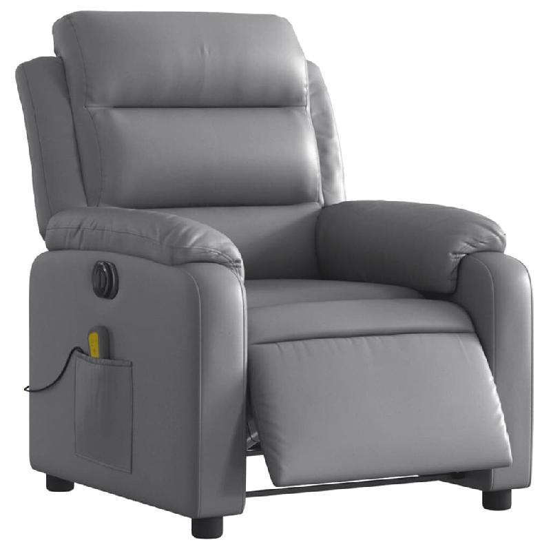 VidaXL Fauteuil de massage inclinable électrique gris similicuir Modèle Vervellaix - 3205038_0