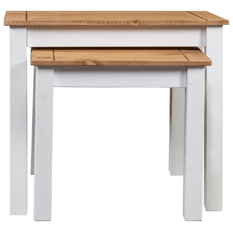 VidaXL Tables gigognes 2pcs Blanc Bois pin massif Assortiment Panama Modèle Luna Concept - 282678_0