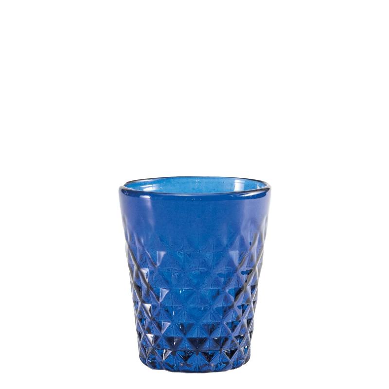 Zafferano Tumbler Balloton Blu Coffret de 6 Verres en verre soufflé à la bouche avec motif en relief, design traditionnel vénitien, capacité de 35_0