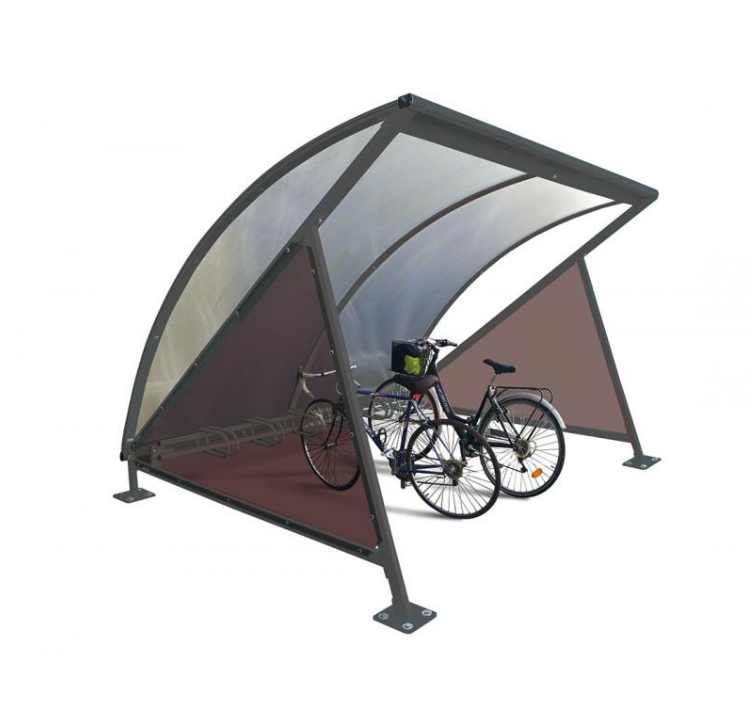 Abri Vélo Demi-Lune - Structure en Acier - Toiture en Polycarbonate - 2040mm x 2800mm x 2465mm_0