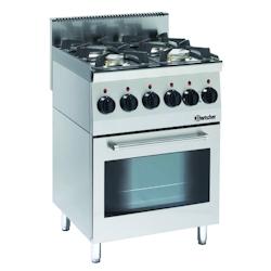 Fourneau sur four à gaz 4 feux vifs 19,0 kW - four électrique multifonction 2,2 kW - Bartscher - BAR-1315563_0