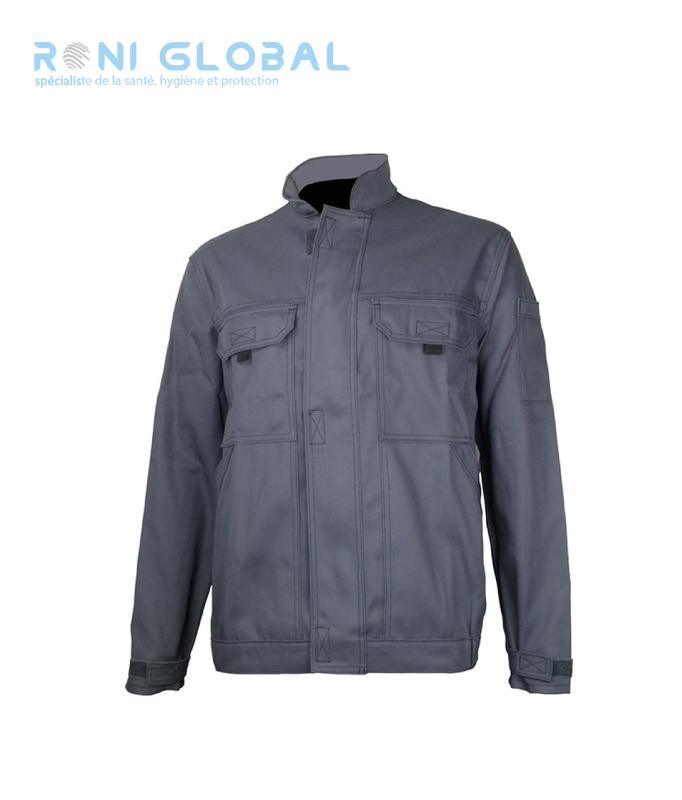 Blouson industrie en coton/polyester sans métal - Typhon PBV - Col officier - Gris - Taille T00 à T7_0
