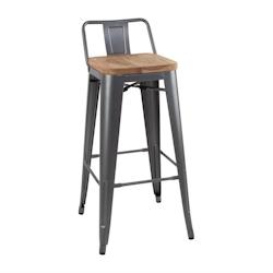 Bolero Tabouret de bar haut Bistro avec assise en bois gris (4 pièces) - acier FB624_0