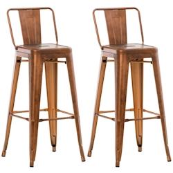 Décoshop26 - Lot de 2 tabourets de bar design industriel en métal avec repose-pied couleur cuivre 10_0001008 - 3000713669607_0