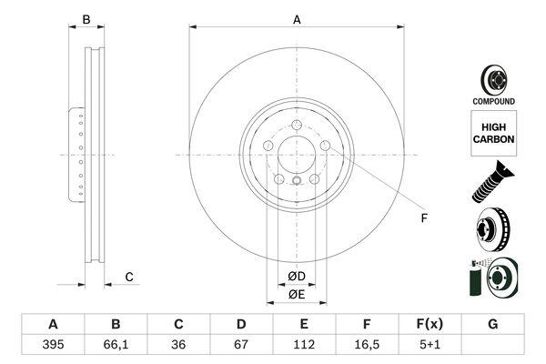 Disque de frein Bosch 0986479H13 - ventilé - boîte de 1 disque - côté avant_0