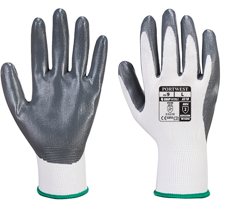 Gants Flexo Grip A310 - enduit nitrile gris et blanc, taille XL, norme EN 388:2016_0