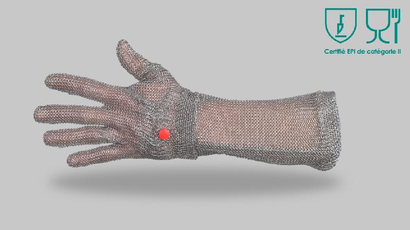 Gants manchette longue cotte de maille inox agro-alimentaire WILCOFLEX fabriqués en France - GCMWFINX-MN04/DML_0