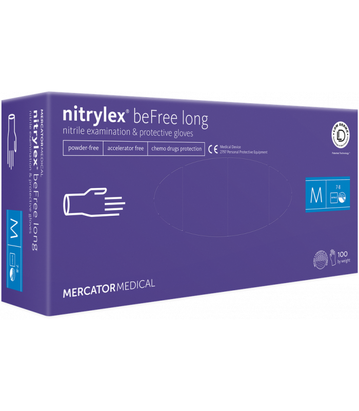 Gants nitrile manchette longue 300 mm - Taille 8-9 - Non poudrés - Violet - Holtex_0