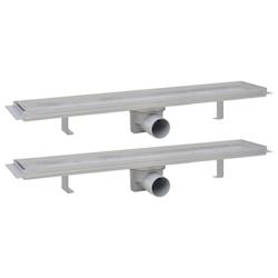Helloshop26 - Caniveau drain de douche linéaire 2 pcs 630 x 140 mm acier inoxydable 02_0003027 - 3000105381537_0
