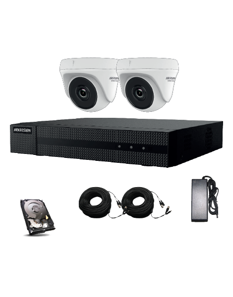 Kit XVR avec 2 caméras dômes 2 MP, disque dur 1 To et câbles coaxiaux - Référence 557150_0
