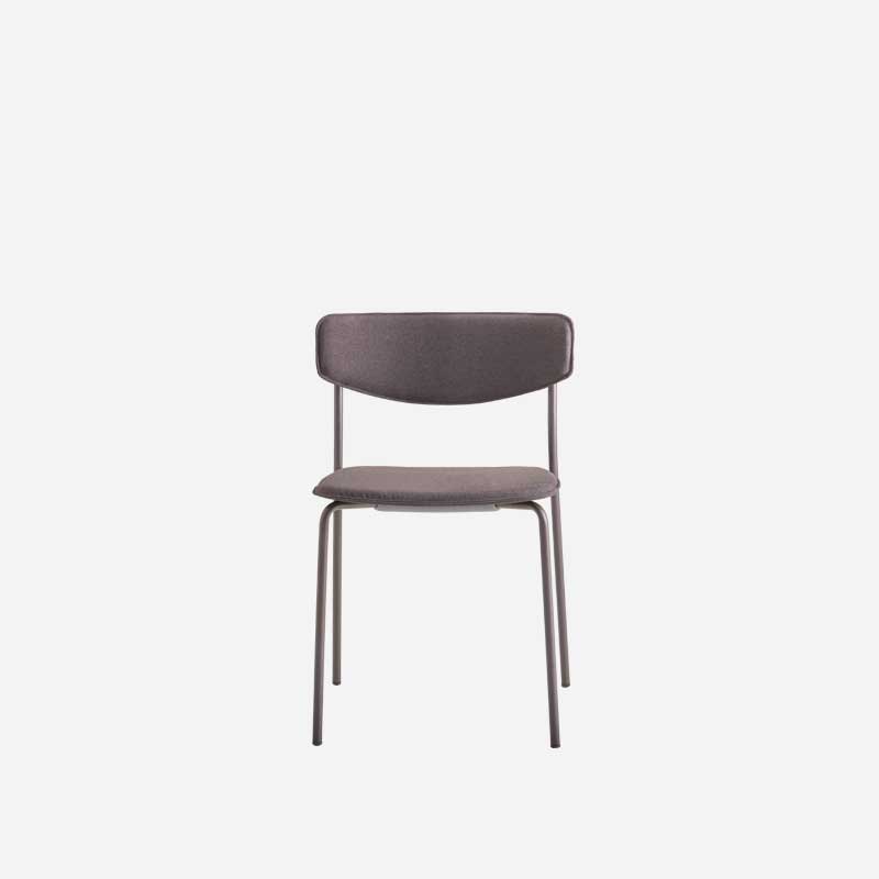 Lots de 2 chaises empilables design pour conférence ou réunion - assise en tissu tapissé, pieds en acier épurés_0