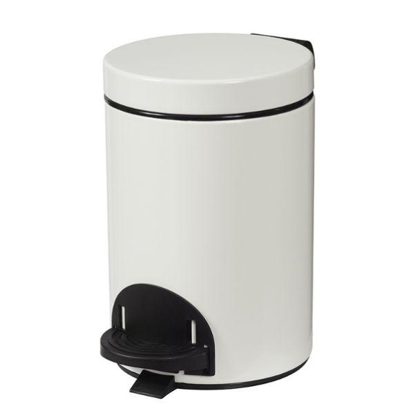 Poubelle métal à pédale - 3 litres Blanc - Norme JIS Z 2801 - Marque Rossignol_0