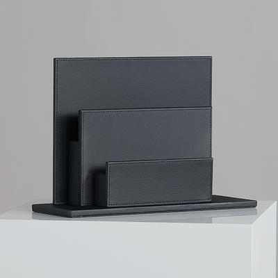 Présentoir de brochures de luxe - noir - simili-cuir - Be Dutch - SKU: F-794-02_0