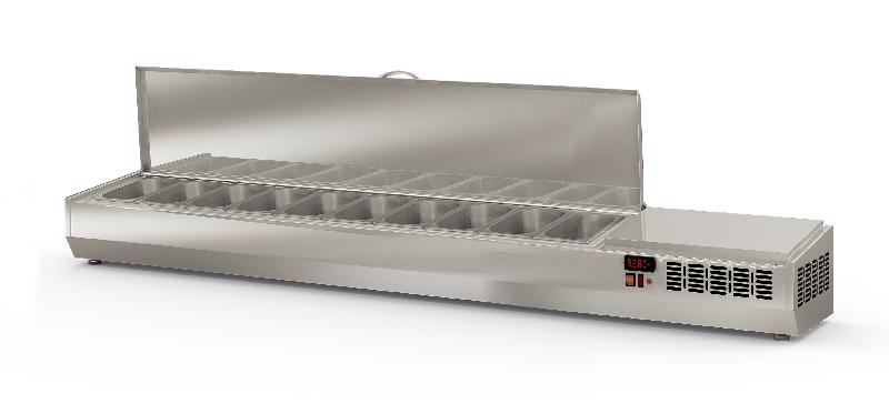 Saladette à ingrédients professionnelle inox 12 bacs gn 1/4 avec couvercle inox - EI250-T-1/4_0