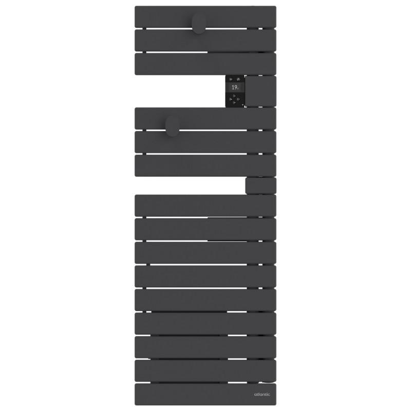 Sèche-serviettes connecté Nefertiti étroit mât droite 500W anthracite - Atlantic - 850640_0