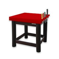 Table de boucher PREMIUM entièrement en polyéthylène avec porte-couteaux - 700 x 700 mm / GOLDINOX - rouge inox 3701770819874_0