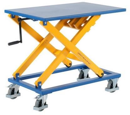 Table élévatrice mobile manuelle - grand plateau en acier - capacité 300 kg - hauteur 1050 mm_0