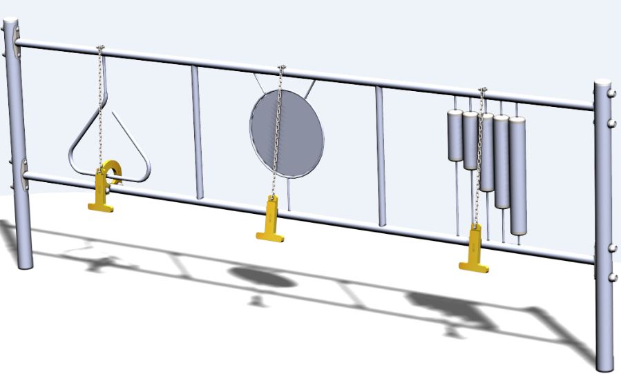 Trio musical avec triangle, cymbale et xylophone MSS - structure de jeux à thèmes - Créa Équipements - capacité 3 enfants - 18,2 m²_0