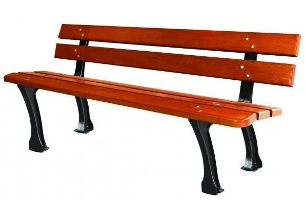 Banc Public Burgos - Bois Exotique 1er Choix Certifié FSC - Pieds en Fonte Antirouille_0