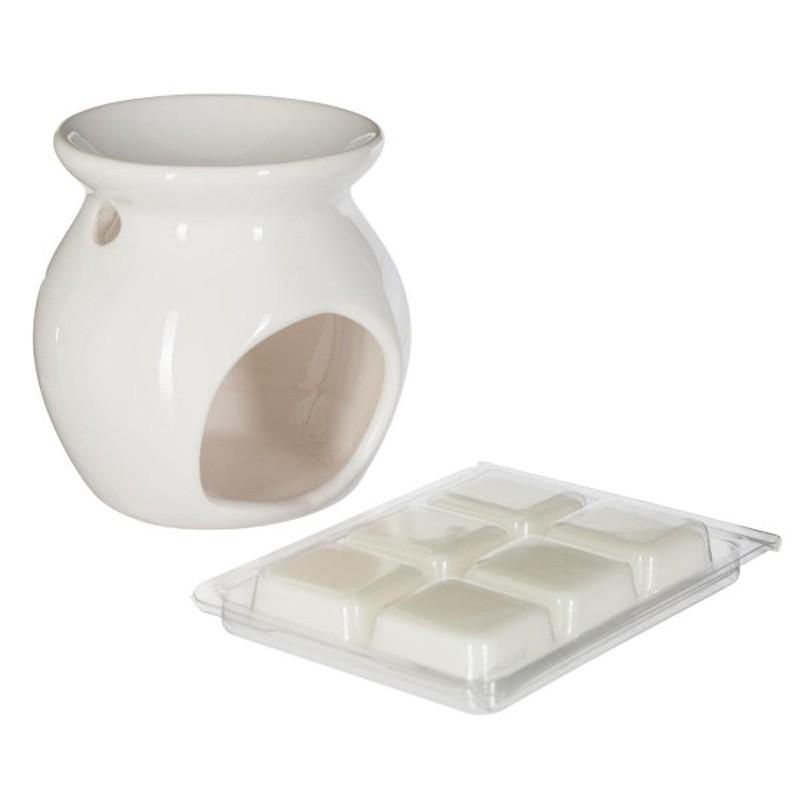 Brûle-parfum & cire 30g vanille - Design tendance en grès - Paris Prix_0