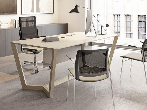 Bureau de direction Lorca en placage bois - 180/200 x 100 cm - Finitions blanc, chêne naturel ou wengé_0