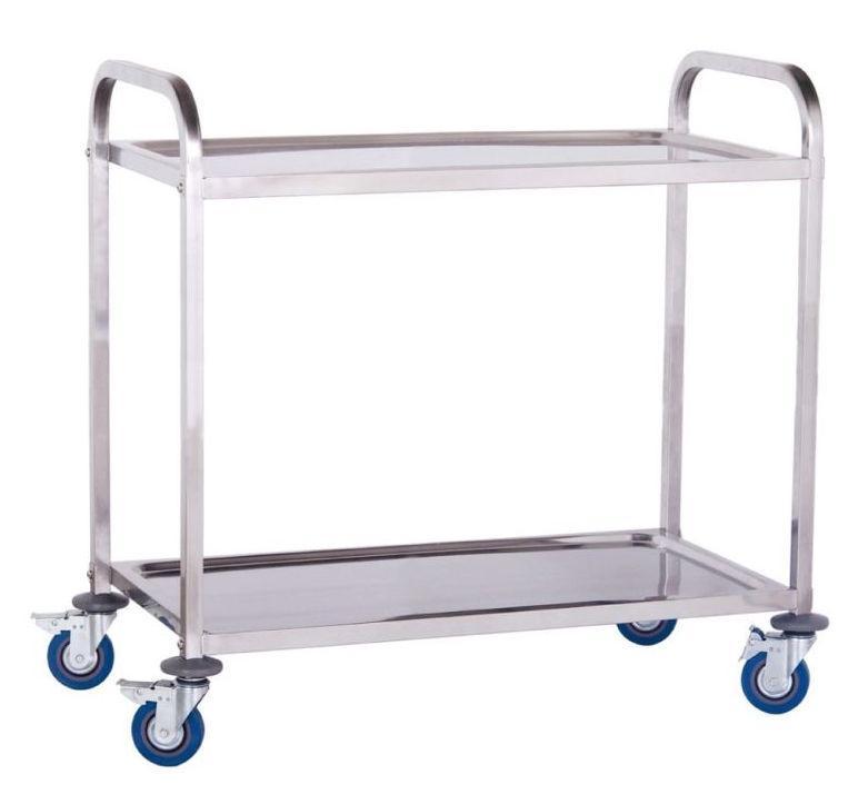 CHARIOT DE SERVICE PROFESSIONNEL 101 X 55 CM ACIER INOXYDABLE TREMPÉ 2 ÉTAGES MAX 160 KG 3614111_0