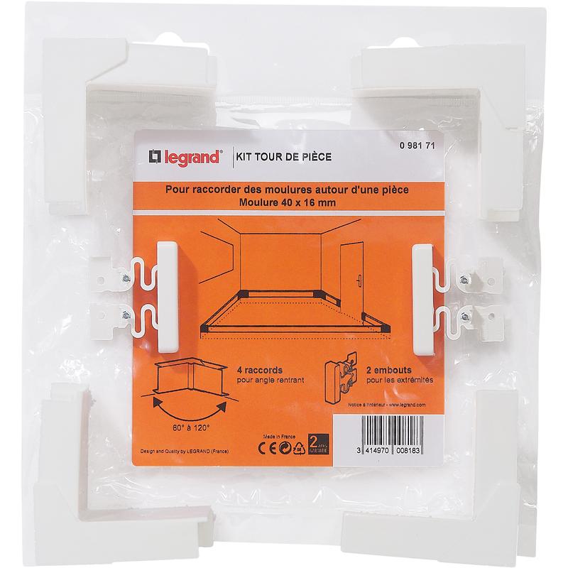Kit tour de pièce pour moulure 40x16 mm - Coloris blanc_0